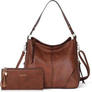 Hobo Bags Women PU Leather Crossbody Set with Wallet and Adjustable Strap